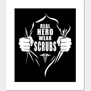 Womens Real Hero Wear Scrubs CNA Nurse Mothers Day Gift Posters and Art